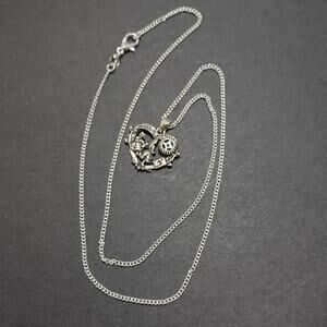 925 Sterling Silver Necklace Alice In Wonderland Heart Valentines Birthday Gift